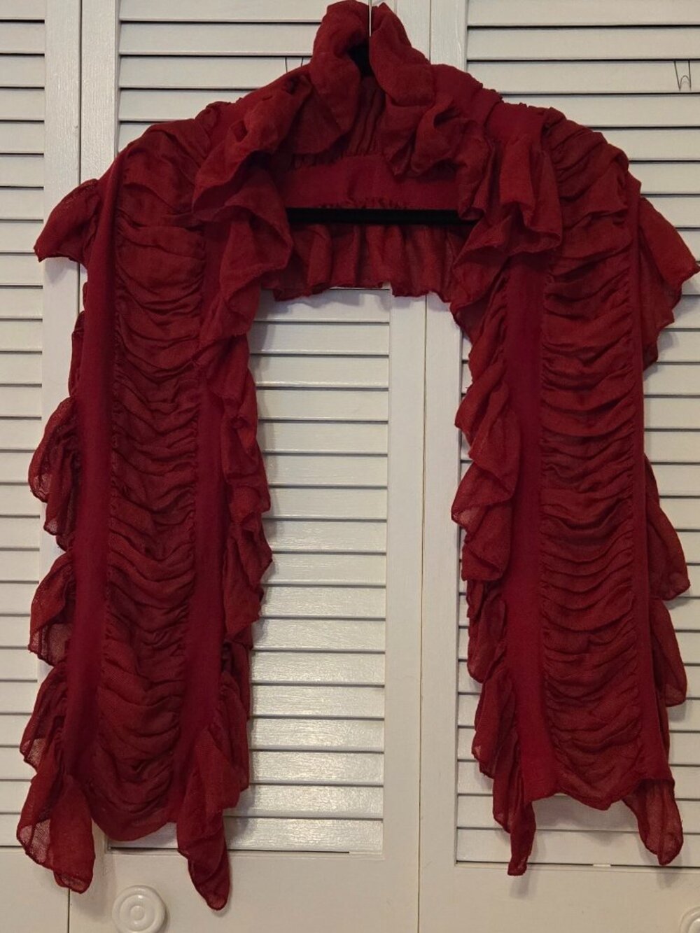 WHBM Red Ruffled Wrap/Scarf - Picture 2 of 5